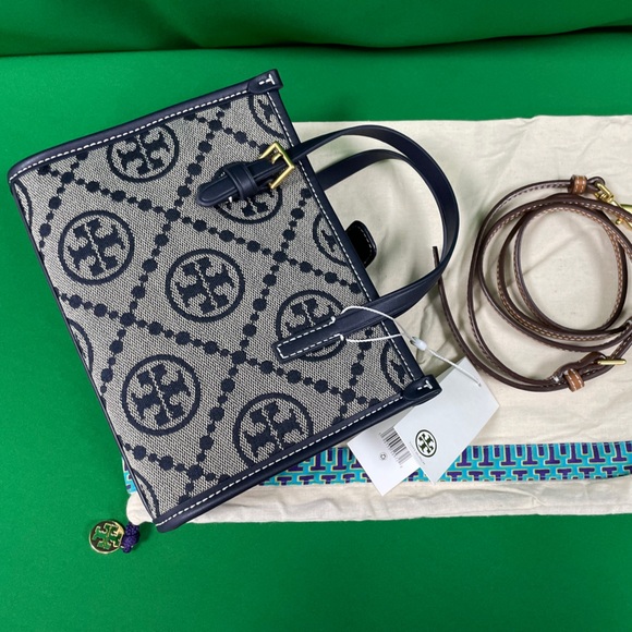 🆕 👒Mini T Monogram Tote Navy 🌻Tory Burch - Picture 10 of 10